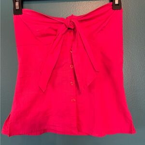 BEBE Vibrant Pink Strapless Button Down Top Size XSmall